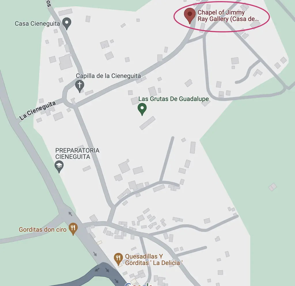 chapel-of-jimmy-ray-gallery-from-a-la-cieneguita-road View directions in Google Maps